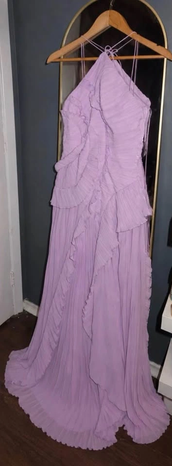 Lilac Pleated Halter Maxi Dress - photo 2