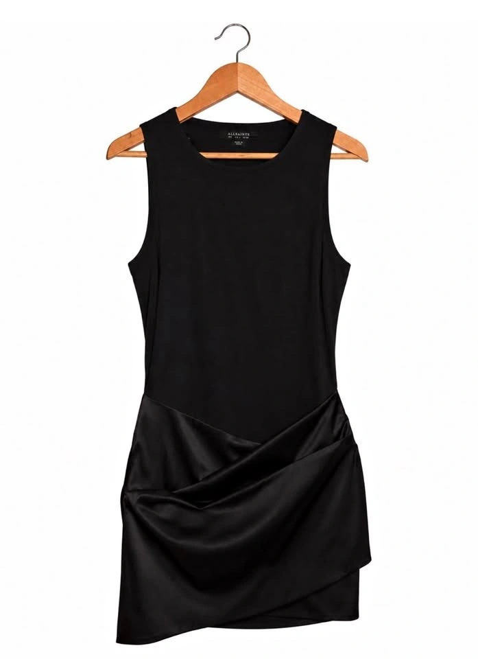 AllSaints Mini Dress | Satin Wrap Skirt & Chiffon Top | Size 2
