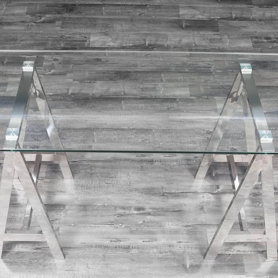 Glass Top Metal Base Writing Desk - photo 2