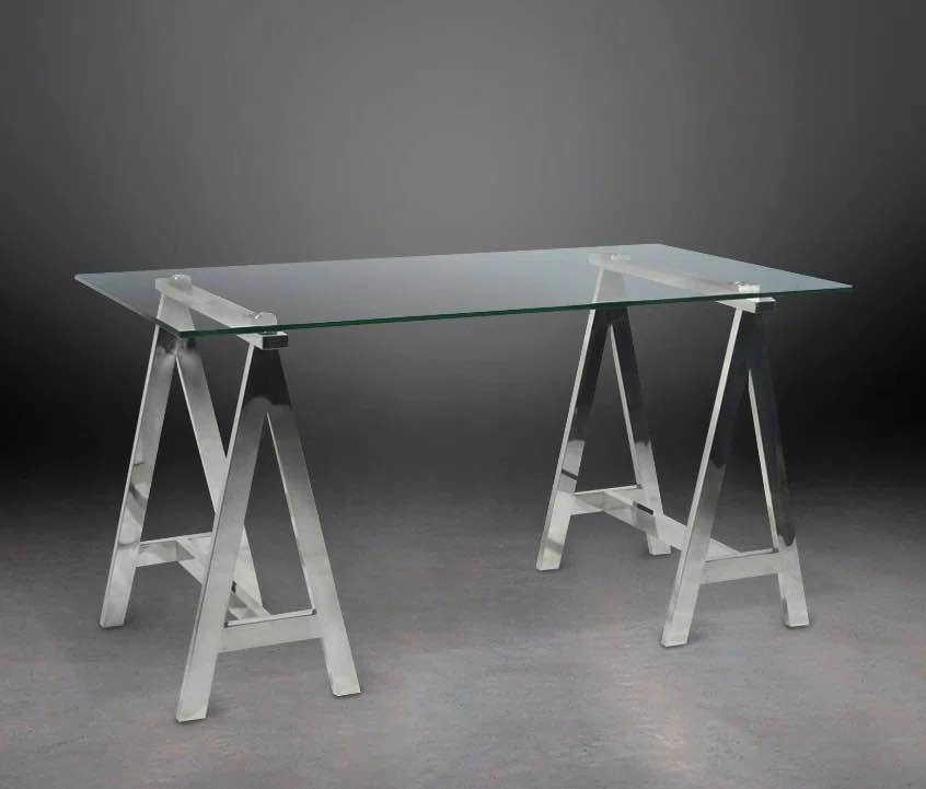Glass Top Metal Base Writing Desk - photo 3