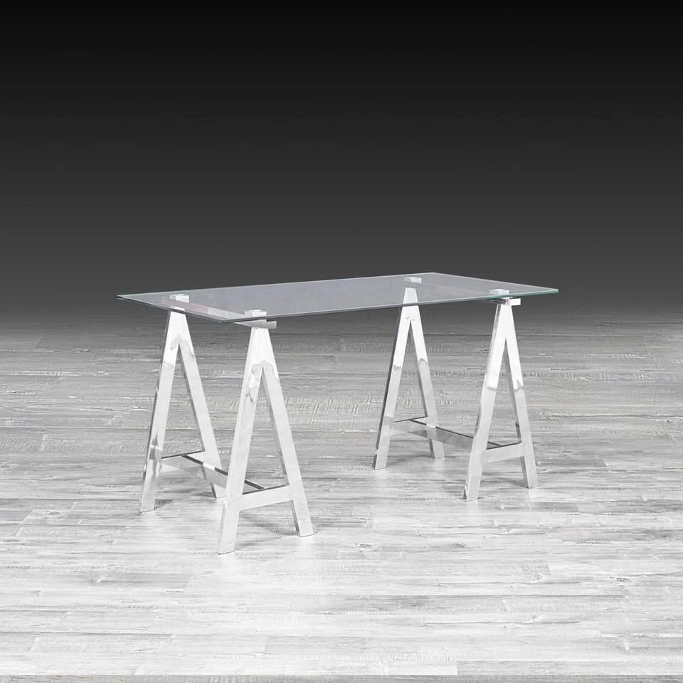 Glass Top Metal Base Writing Desk - photo 4