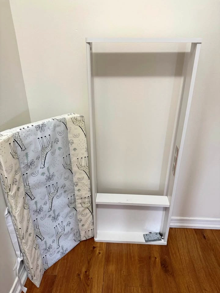 White Wooden Baby change table top + pad