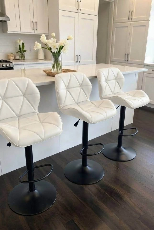 Adjustable White/Black Bar Stools