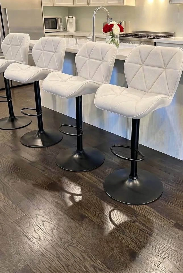 Adjustable White/Black Bar Stools - photo 2