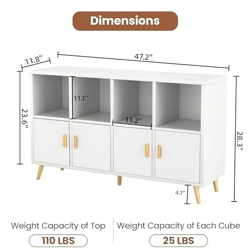 8-Cube Bookshelf with Doors – Wooden Bookcase, White (Brand New) - photo 3