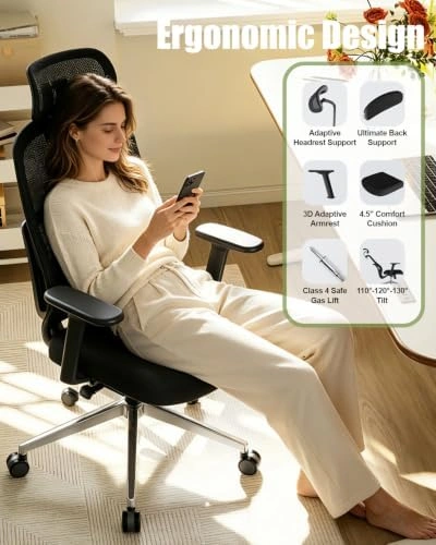 Ergonomic Office Chair – Adjustable Lumbar Support, Mesh Back, B - photo 3
