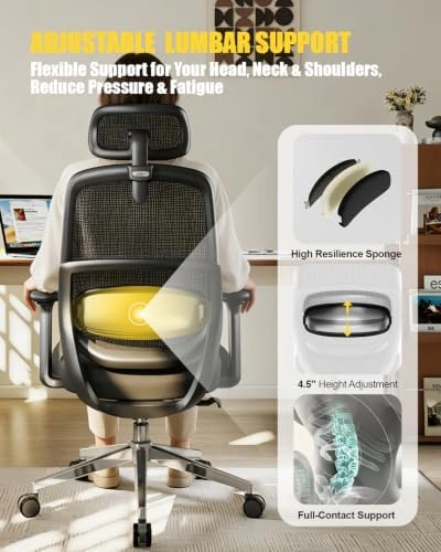 Ergonomic Office Chair – Adjustable Lumbar Support, Mesh Back, B - photo 5