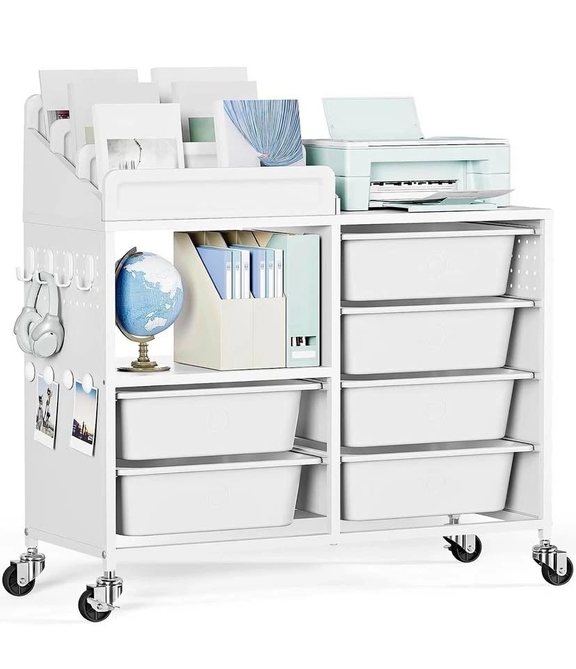 Brand new Bookshelf with 6 Drawers & Lockable Wheels