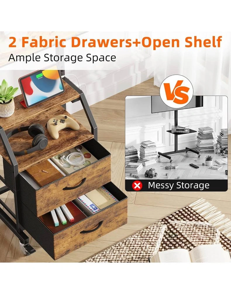 Brand new in box Rolling TV Stand with 2 Storage Fabric Drawers - photo 5