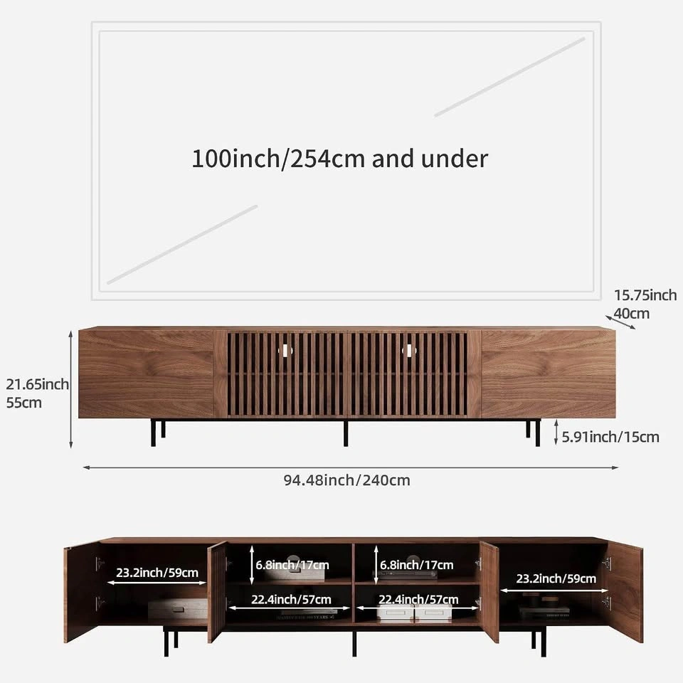 94" Mid-Century Modern Walnut TV Stand Media Console - photo 2