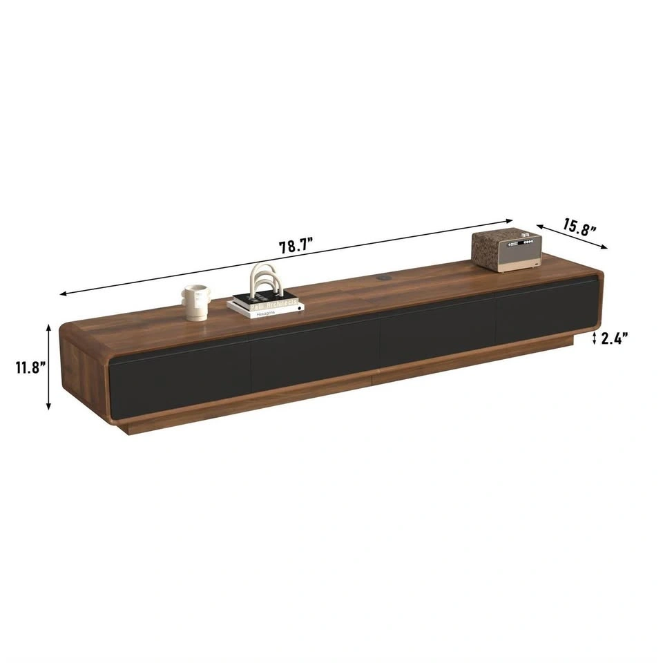 Floating Walnut and Black TV Stand - photo 2