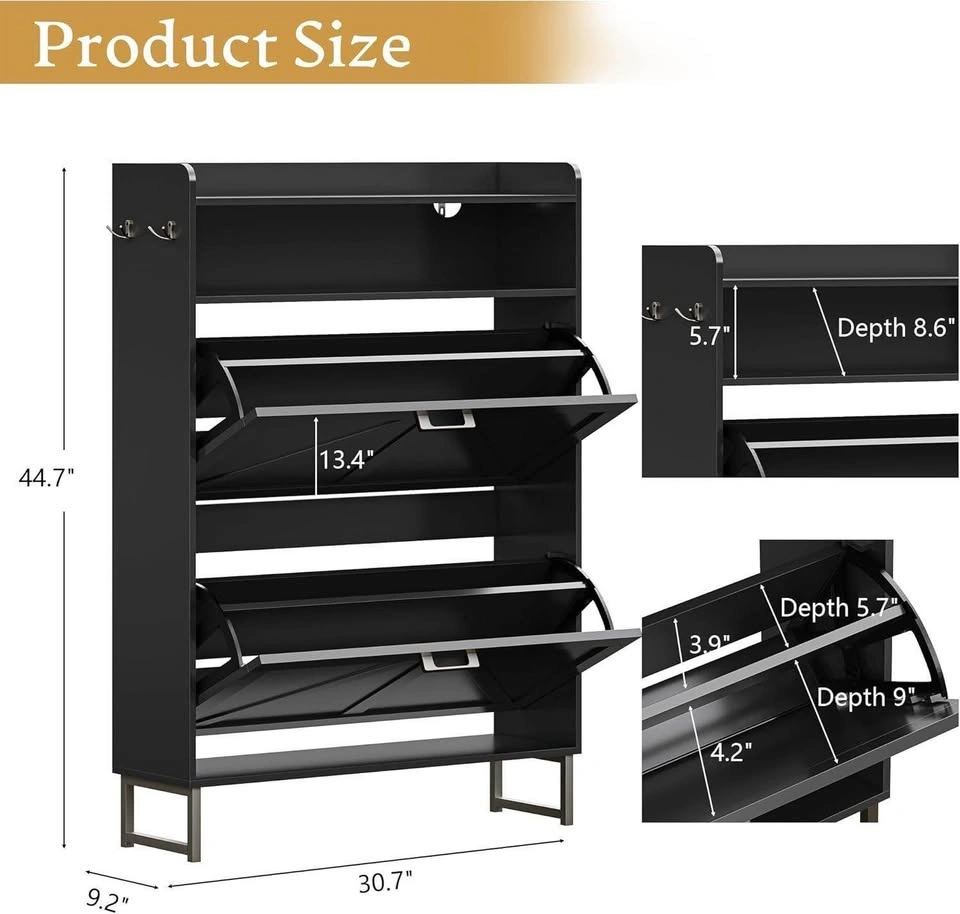 Brand new Black Barn Door Style Shoe Storage Cabinet - photo 2