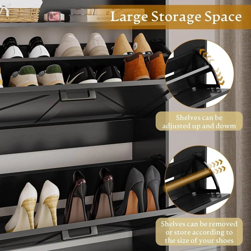 Brand new Black Barn Door Style Shoe Storage Cabinet - photo 3