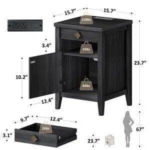 Modern Farmhouse Nightstand with Charging Station - photo 2