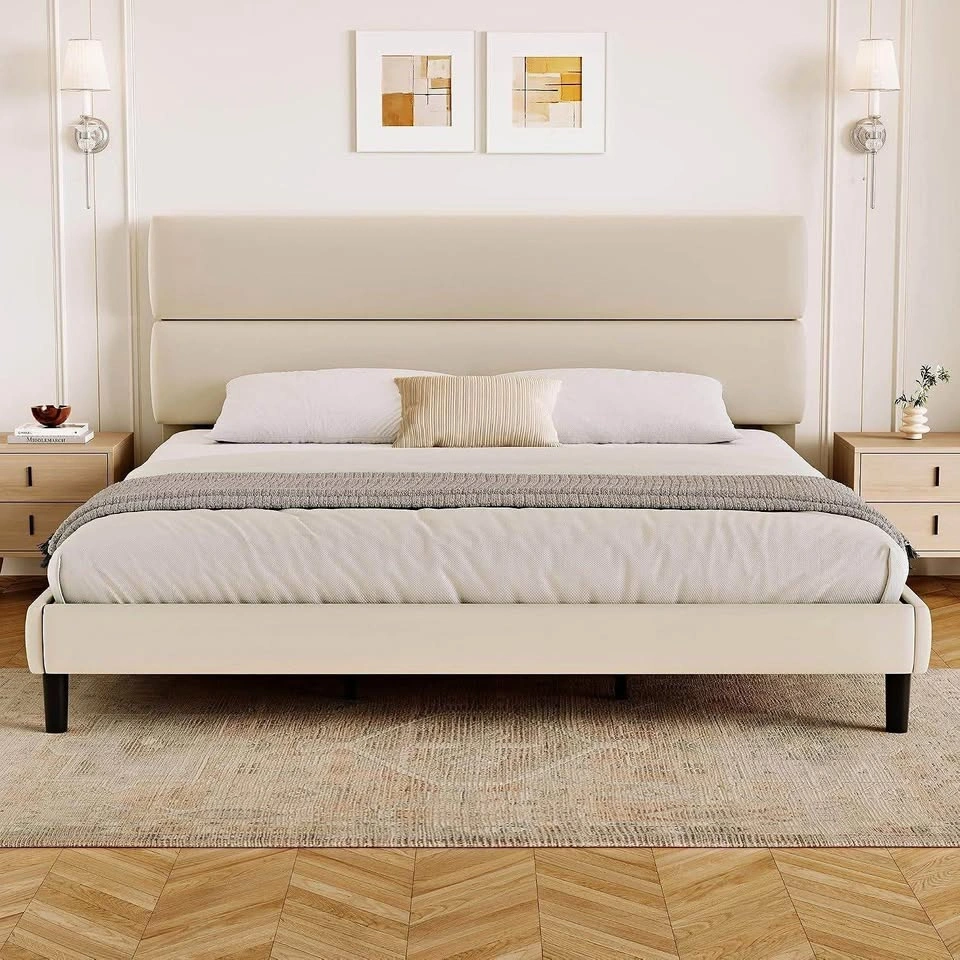 King Size Upholstered Platform Bed Frame