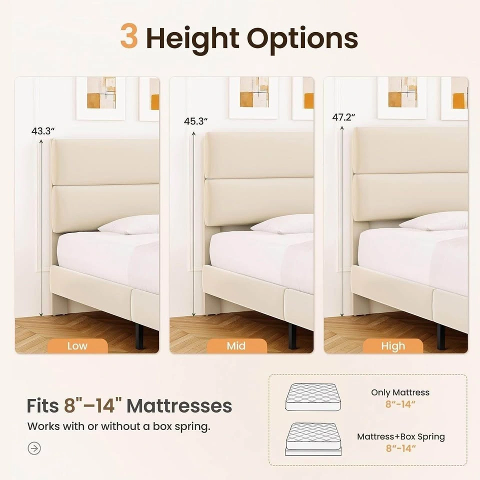 King Size Upholstered Platform Bed Frame - photo 3