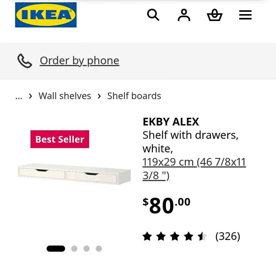 Ikea Ekby Alex (white) - shelf with drawers