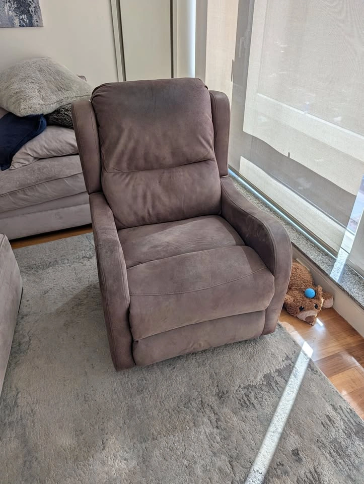 Brown Faux Suede Reclining Chair