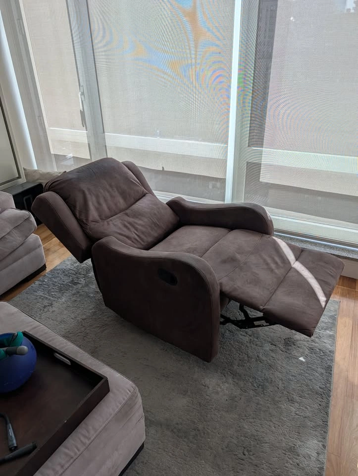 Brown Faux Suede Reclining Chair - photo 4