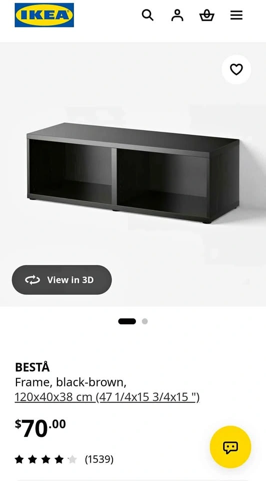 Ikea Besta frame with two shelves