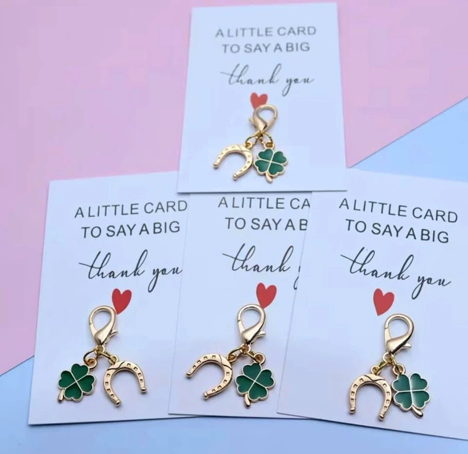 Four-Leaf Clover and Horseshoe Thank You Gift Charms