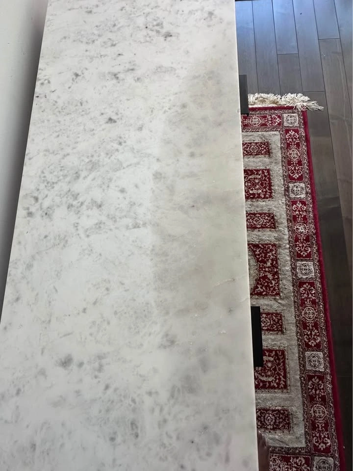 Fluted Wood Console Table with Marble Top & 2 Drawers - photo 3