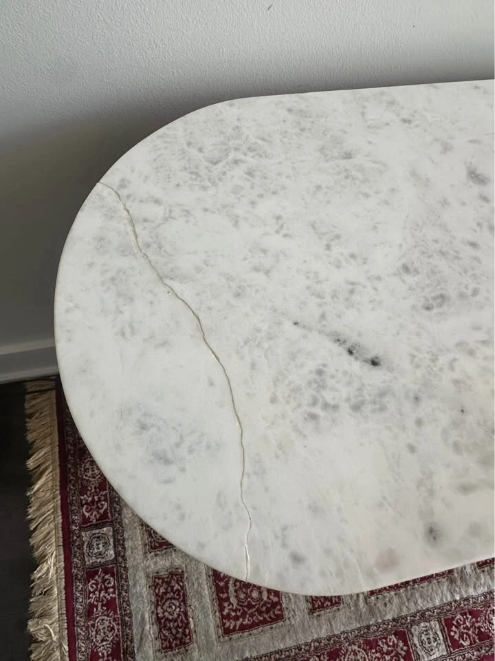 Fluted Wood Console Table with Marble Top & 2 Drawers - photo 4
