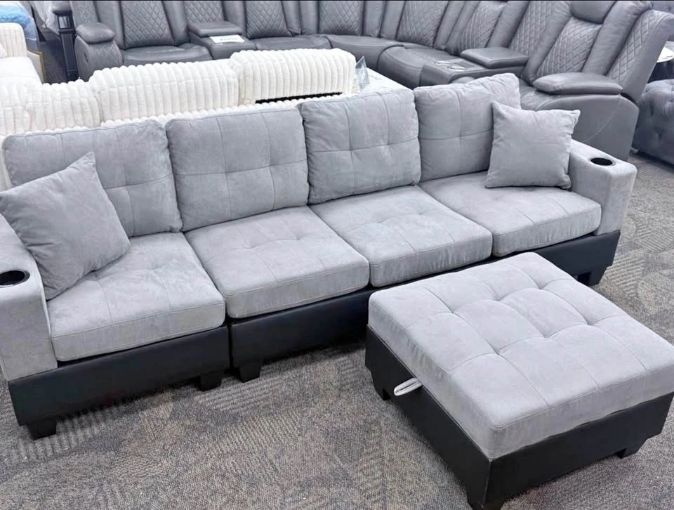 Sectional reversible sofa