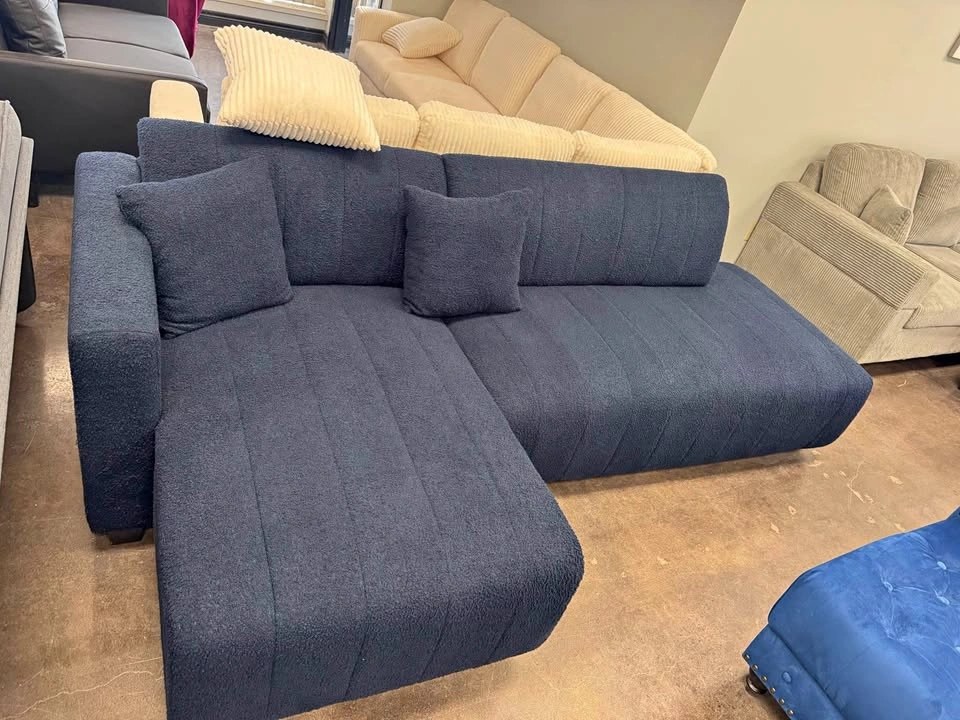Navy Blue Boucle Sectional for Sale