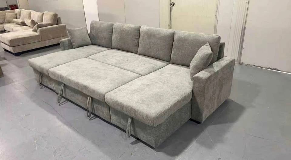 Green U-Shaped Sleeper Sectional Sofa with Storage - photo 5