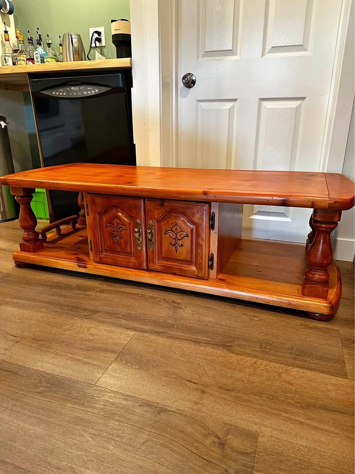 Rustic Coffee Table with Storage Cabinet