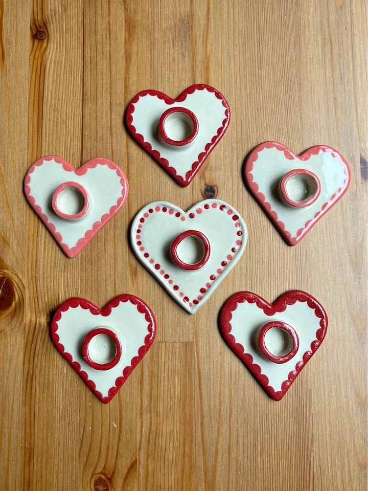 Ceramic Heart Shaped Candle Holders
