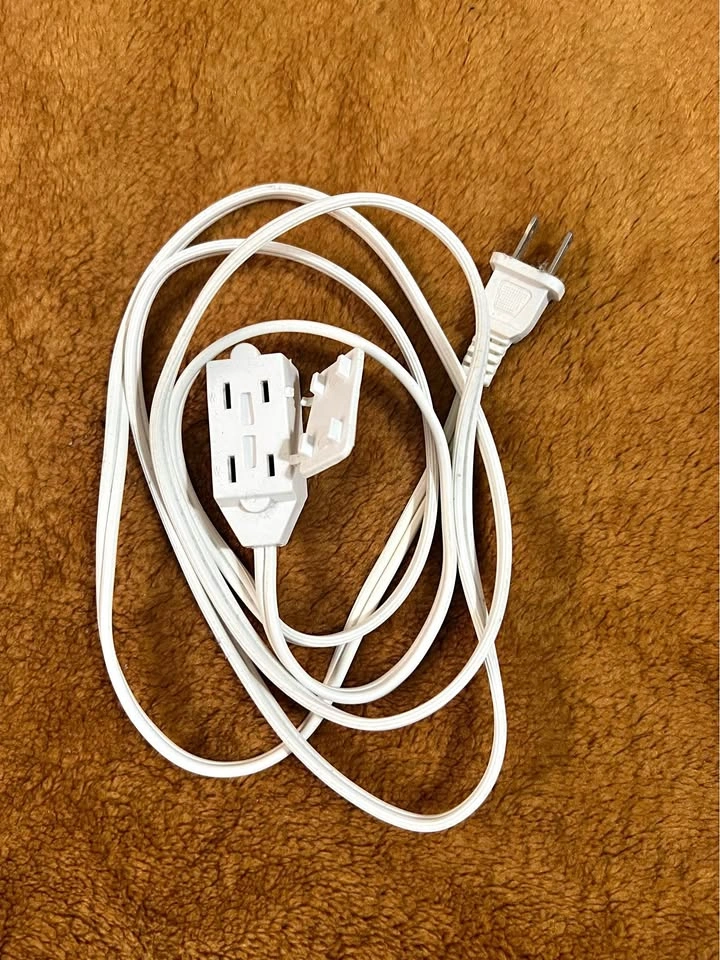 6ft Indoor Extension Cord – White 3-Outlet Power Cable