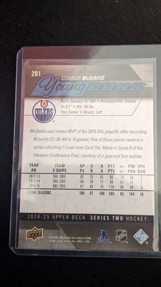 Upper Deck Series 2 2024-25 Connor Mcdavid Young Guns - photo 2