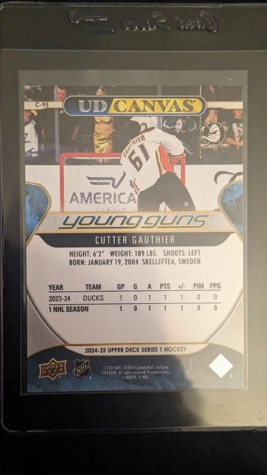 UD 2024-25 YOUNG GUNS CUTTER GAUTHIER #C95 CANVAS ROOKIE - photo 2