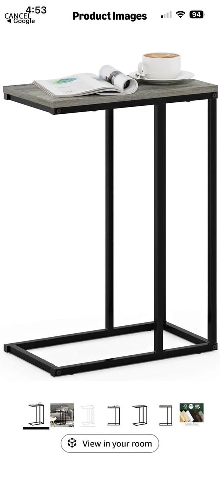 C-Shape Sofa End Table for Couch