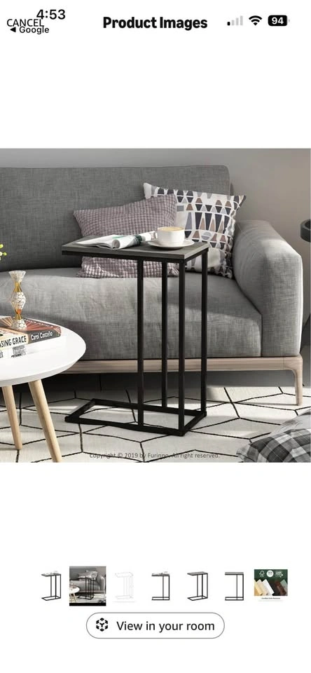 C-Shape Sofa End Table for Couch - photo 2