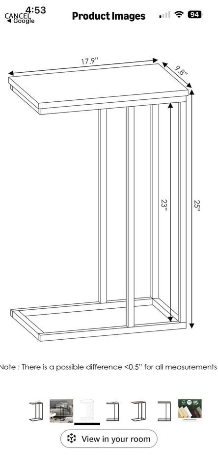 C-Shape Sofa End Table for Couch - photo 3