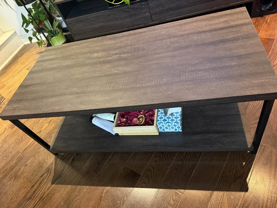 Modern Wood Grain Coffee Table with Lower Shelf - photo 4