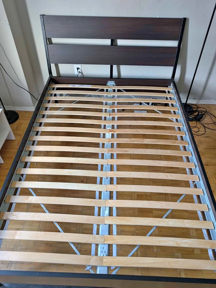 IKEA Full / Double Bed Frame with Slats – Dark Wood Finish
