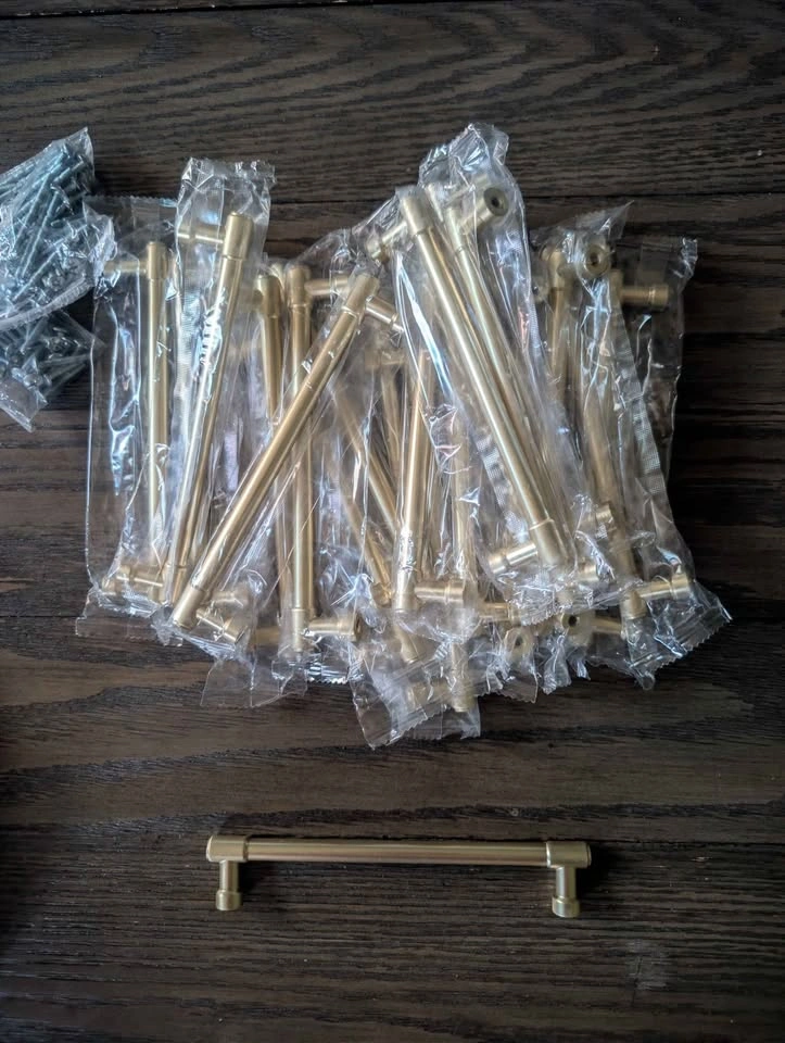 10 New brushed brass cabinet pulls (20 total available) - photo 2