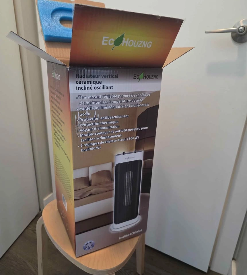Ecohouzng 1500W Ceramic Tower Heater – Like New, Original Box - photo 2