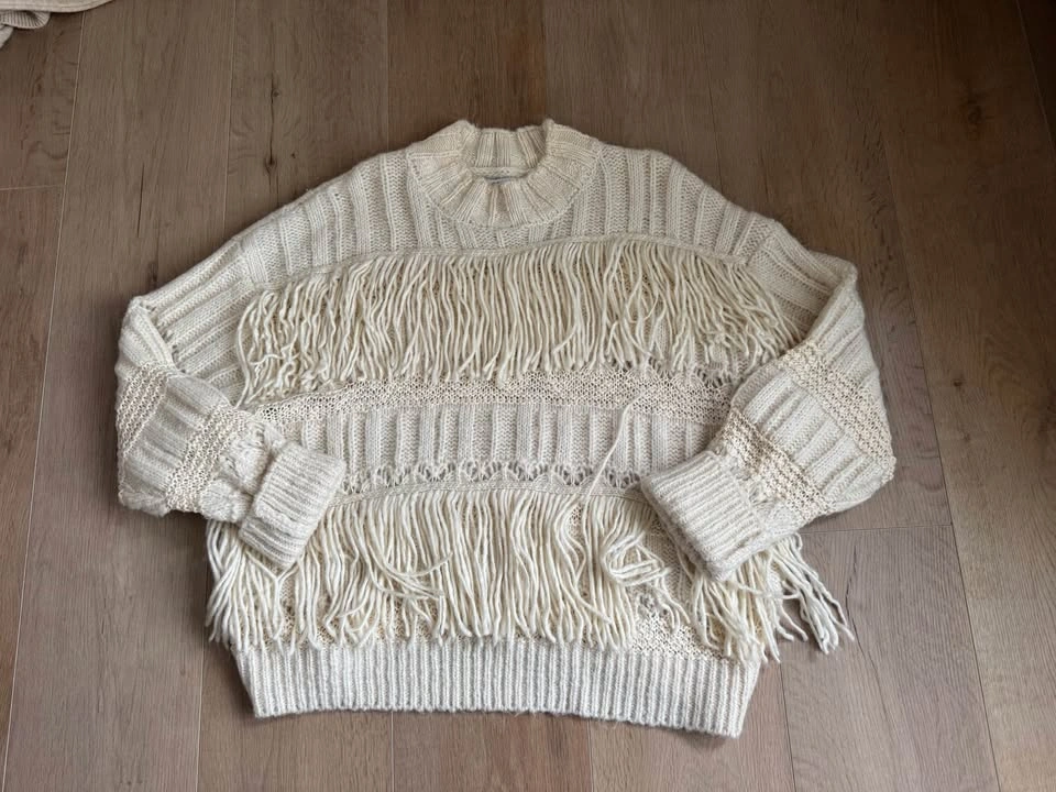 Cream Fringe Knit Sweater - photo 3