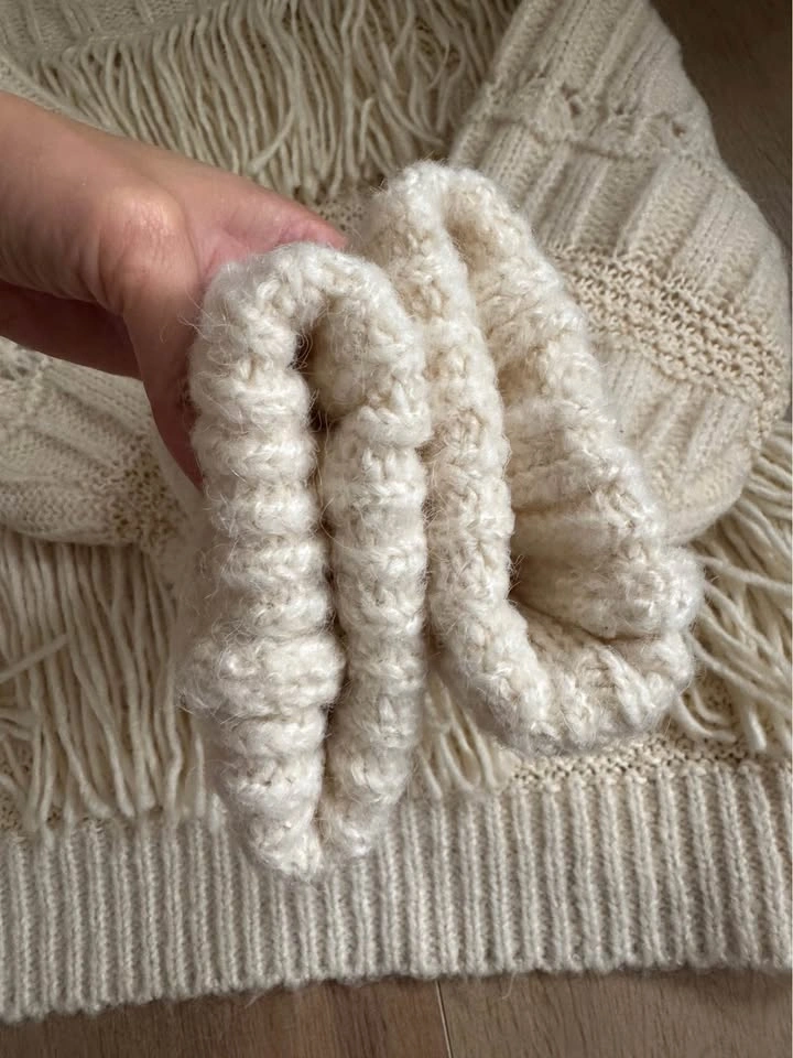 Cream Fringe Knit Sweater - photo 5