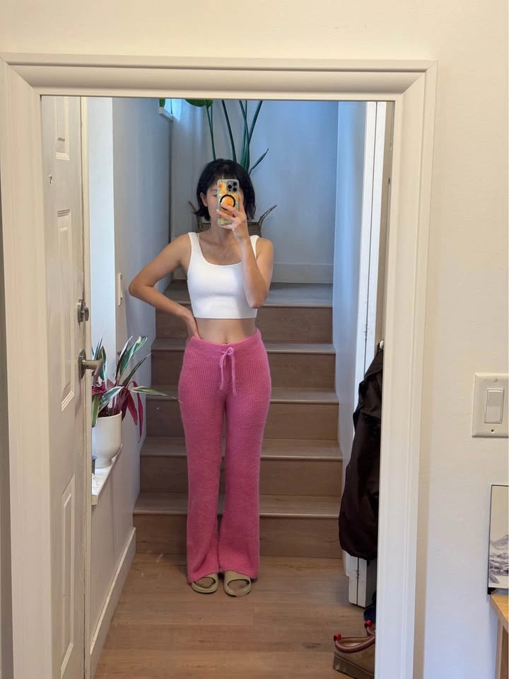 Pink Fuzzy Knit Wide-Leg Pants - photo 2