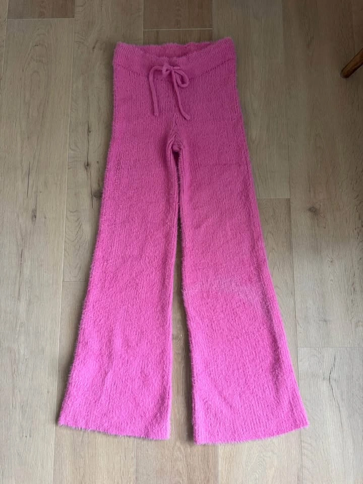 Pink Fuzzy Knit Wide-Leg Pants - photo 3