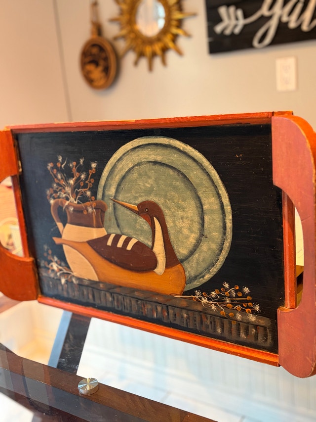 Vintage Hand Painted Wooden Tray - photo 2