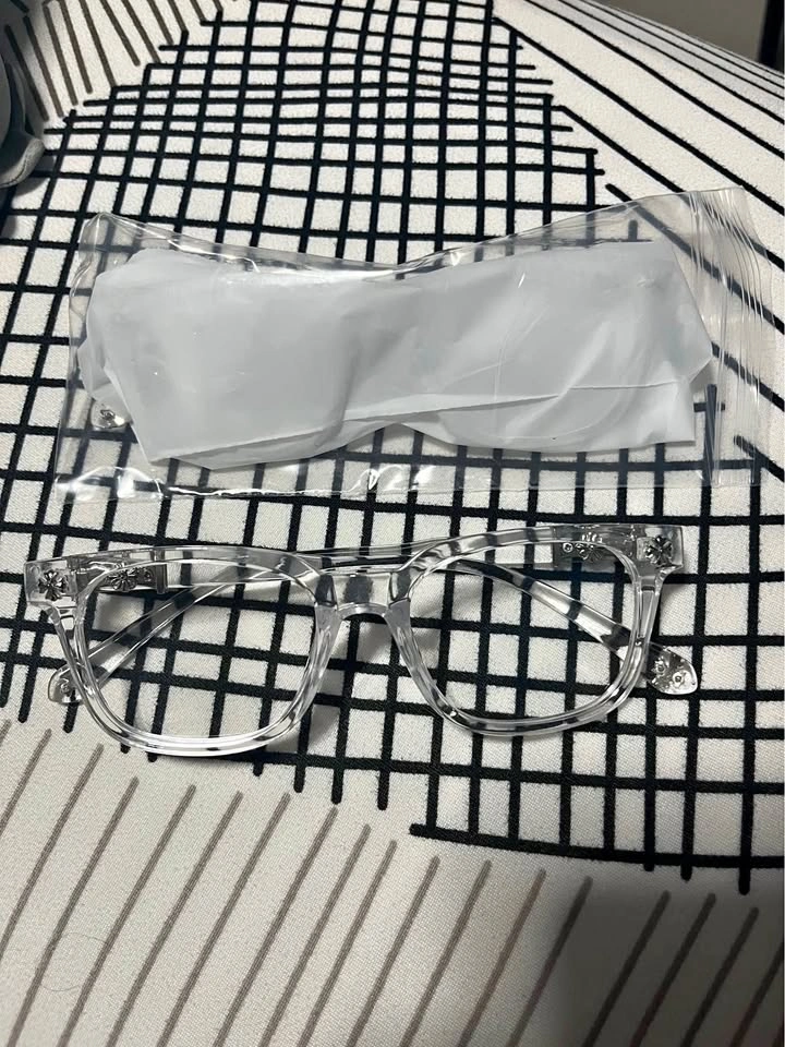 Clear and Silver Chrome Heart Glasses