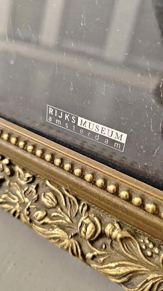 Gold picture frame with glass 24x30 size, intricate carvings