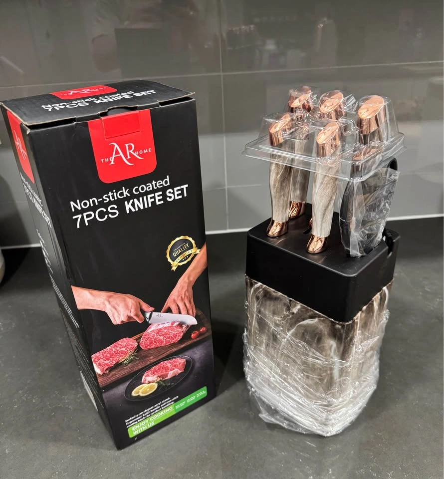 Knife Set, 7-Piece Kitchen Knife Set with Block & Built-in Sharp - photo 2